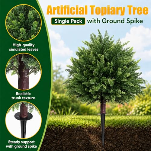 28'' Artificial Cedar Topiary Ball Trees - image 3