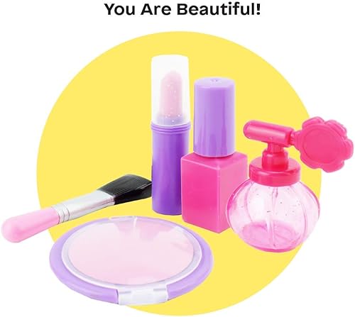 Miniatura 3 de Boley Fashion Vanity Mirror - 38 Piece Play Set with Pretend Makeup for Little Girls, Table with Light-Up Musical Mirror, Fake Cosmetics Kit, Hair