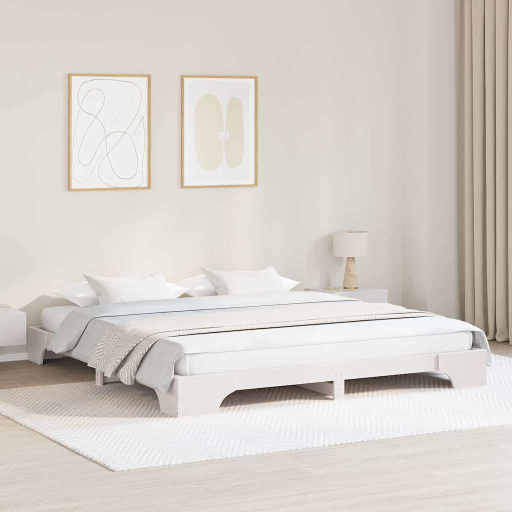 YUTAASU Bettrahmen Weiß 200 x 200 cm Massives Kiefernholz | Stabiler Lattenrost, veredelte Rückseite, einfache Montage, pflegeleicht