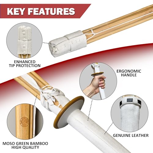 Zanshin Budo Set Of 2 47 Inch Size 39 - Shinai Bamboo Sword For Kendo, Iaido, And Bokken Training - Wooden Katana Practice Sword For Martial Arts Sparring thumb #1