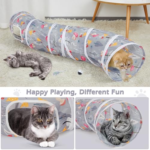 Image of Glittme Cat Tunnel, Cat Tunnels for Indoor Cats, S-Shape Peekaboo Cat Cave with Cat Toys, Foldable Cat Tubes and Tunnels for Cats, Rabbit, Puppy, Guinea Pig