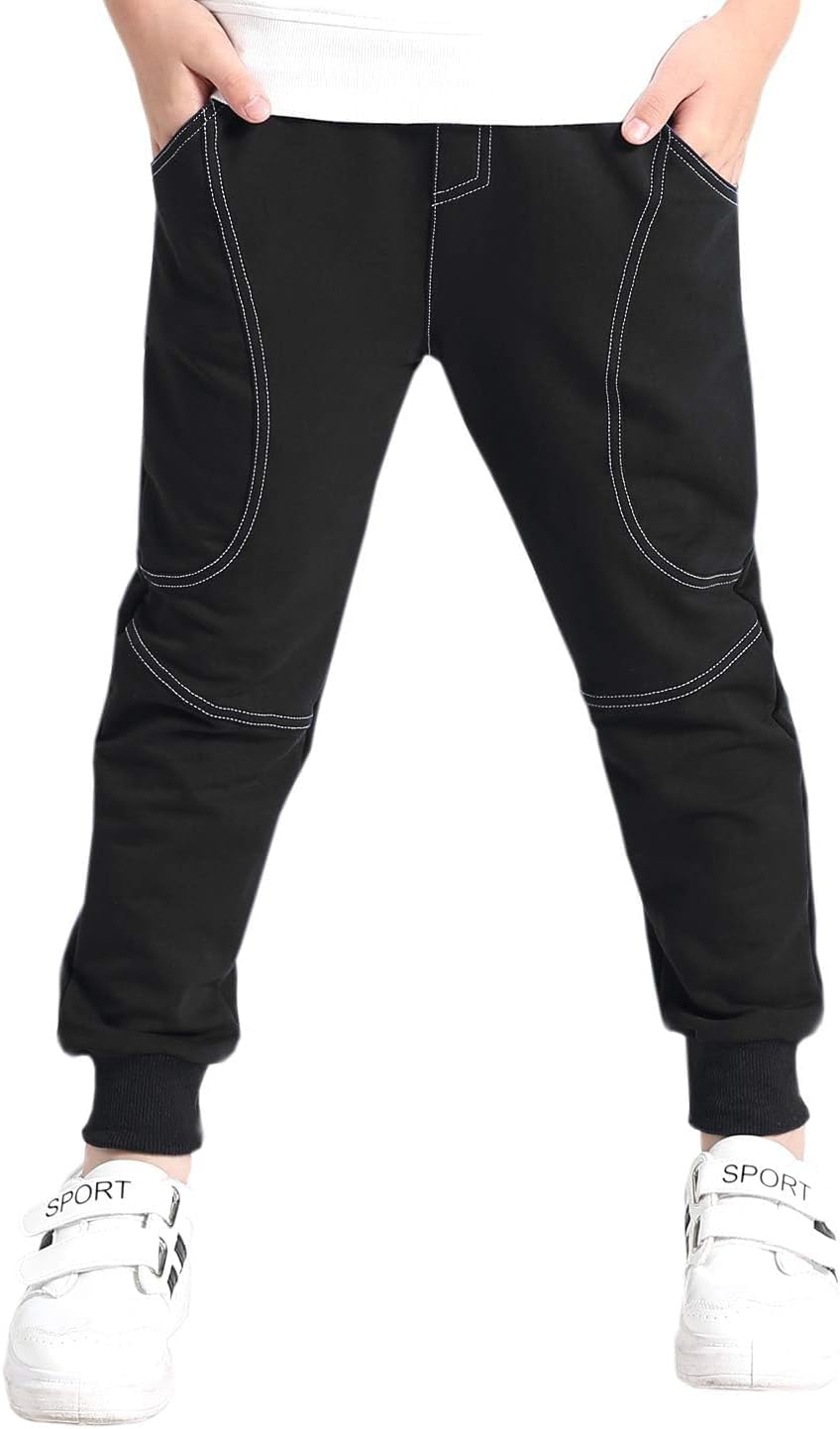 SHOOYING Boy's Baggy Cotton Sweatpants Casual Elastic Joggers Pants, 4-16 Years - Image 2