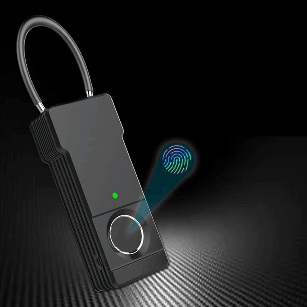 Cerradura de gimnasio de huellas dactilares, impermeable Padlock Keyless Security Bloqueo inteligente para el casillero, gimnasio, maleta, empleado de la escuela, bicicleta, puerta, carga USB, re