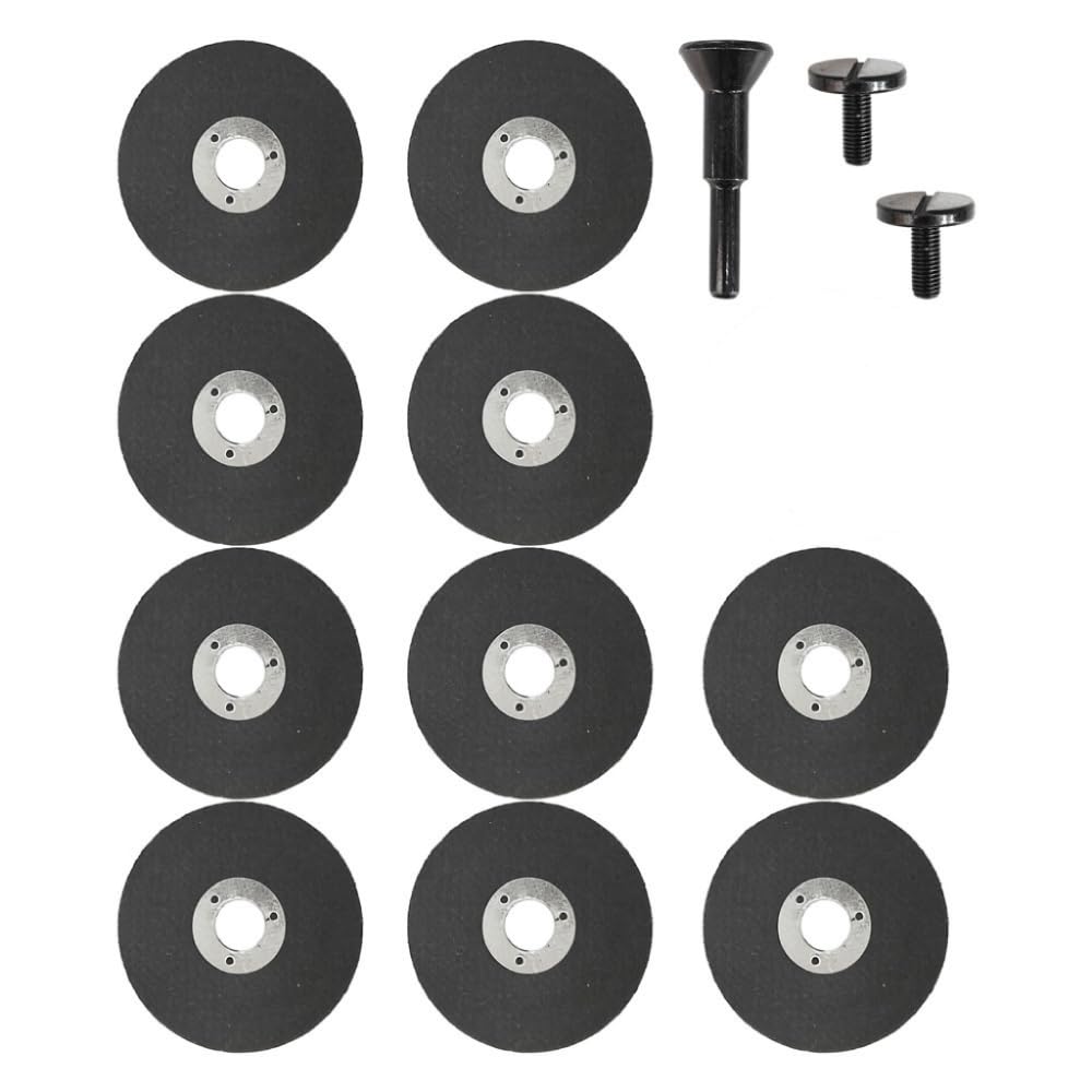 KCFJW2025 10-Pack 2 Inch Cut-Off Wheel with 3/8 Inch Arbor Hole 1/4 Inch Shank Mounting Mandrel Holder Accessories for Air Grinders Drill Rotary Tool