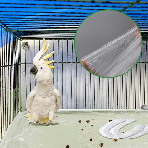 Image of 100 PCS Bird Cage Liners, Disposable Bird Cage Plastic Sleeves for 15.7 x 23.6 Inch Fecal Tray Cages Cushion Pad for Pet Habitats Animal Cages Cushion for Parrot Parakeet Conure Cockatiel