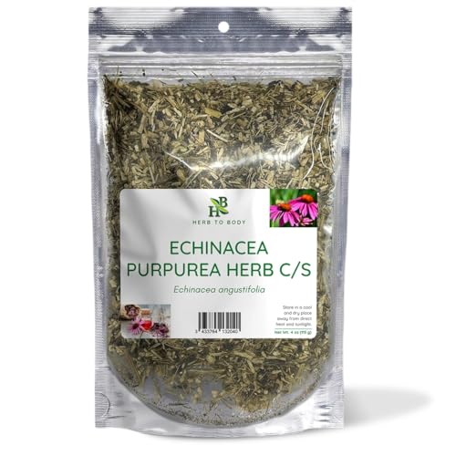 Herb To Body Echinacea Herb C/S - Echinacea Purpurea Finely Ground Cut & Sifted Echinacea Dried Herb for Echinacea Tea Kitchen Preparation & Herbal Use Resealable Pouch 4oz