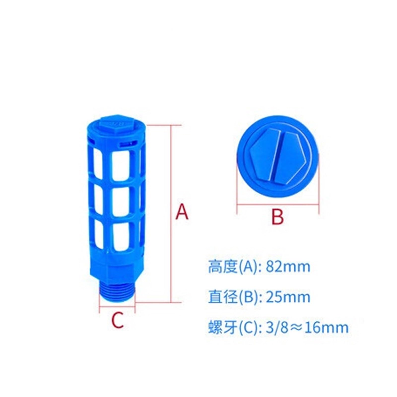 Silencieux pneumatique Silencieux d'échappement pneumatique en plastique, filetage mâle 1/8, 1/4, 3/8, 1/2, filtre antibruit(Blue,10pcs)