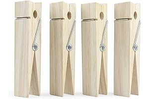 4-Pack Multifunctional 6-Inch Bamboo Craft and Home Decor Jumbo Clothespins for Laundry, Bathroom, DIY Arts