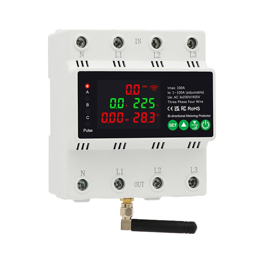 Littimoon 3Phase 4Wire 380V 100A Tuya WiFi Smart Bi-Directional Power KWh Meter Auto-Reclosing Over Under Voltage Protector