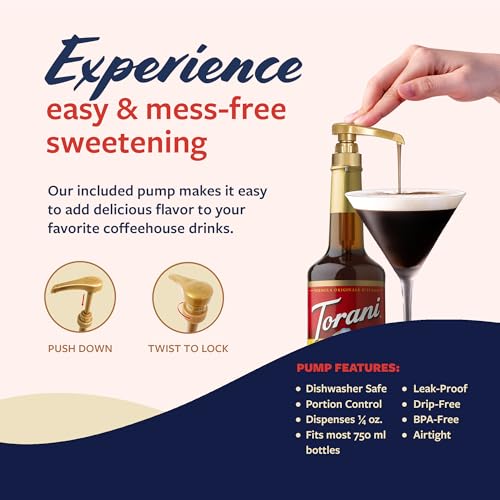 Image of Torani Syrup, Coffee Liqueur Flavoring for Drinks, Glass Bottle with Pump Included, 25.4 Fl Oz