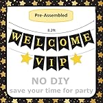 VIP Themed Red Carpet Party Decorations,Black and Gold Welcome VIP Banner Sign with Star Hanging Swils for Birthday Movie Night Show Party Decor Supplies - Image 3