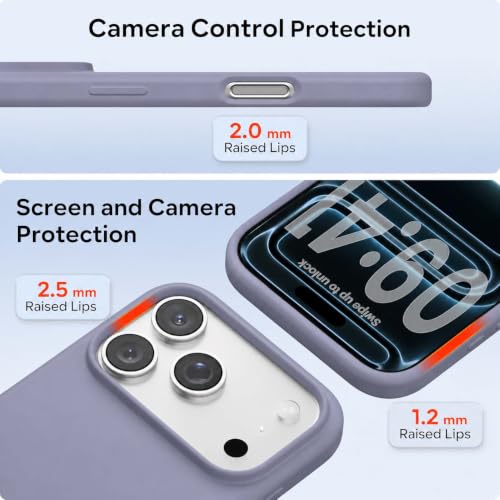 Image of DIZORO Compatible with (iPhone 17 Pro Max Case)(2025), Liquid Silicone 3 Layers Full Covered Soft Gel Rubber Phone Case,Shockproof Protective Cover with Anti-Scratch Microfiber Lining- Lavender Grey