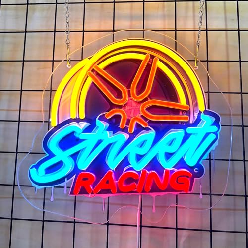 Image of Wheel Neon Sign Car Led Light Up Sign Pop Art With UV Printed background Room Wall Decor Man Gaming Room, Kids Room, Bar Decoration, Birthday Party Gifts