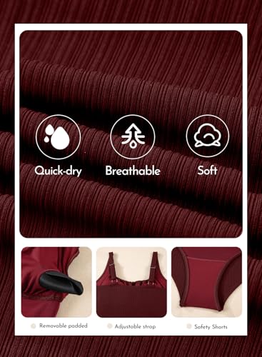Image of Aleumdr Womens Textured One Piece Swimsuit Tummy Control Bathing Suit Tie Knot Cutout Swimwear