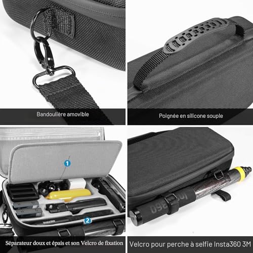 Sac étanche Insta360 X5 pour transporter la perche de 3m sans gêne