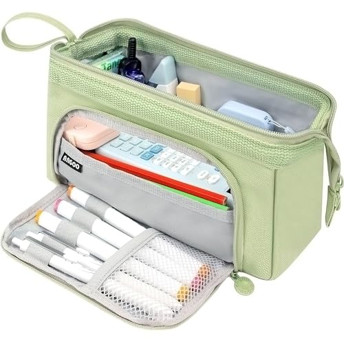 Image of Large Capacity Pencil Case Big Pencil Pouch Special Aesthetic School Pen Bag For Girls Teen Nurse Adults Kids Soft Organizer With Zipper Cute Travel Pencil Pouches Estuche Para Lapices Green