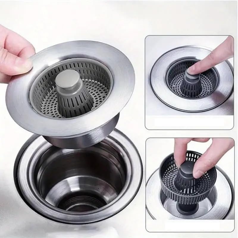 Hexwell Sink Strainer Kitchen 3 in 1 Sink Drain Strainer Stopper Set Sink Jali Filter Stopper Drainer for Washing Basin - 11cm (B0D9M4J17N) Amazon Price History, Amazon Price Tracker