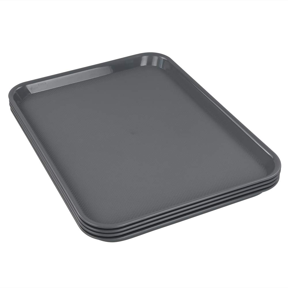 Wekiog Grey Plastic Serving Trays, 17.2"x13.4"x0.9", 4 Packs