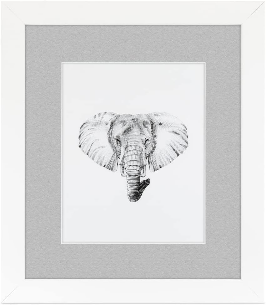 ArtToFrames 8x8 inch Satin White Frame Picture Frame with 2 Inch Single TV Grey Mat, SingleMat-FRBW26074-8x8-88