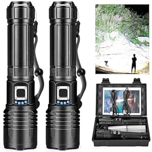 Cinlinso Flashlights High Lumens Rechargeable, 990,000 Lumens Super Bright Led Flash Light, IPX6 Waterproof, 5 Modes Brightest Powerful Handheld Flashlights for Camping Home Hunting
