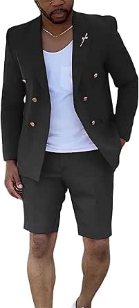 Shorts Suits for Men 2 Piece Slim Fit Double Breasted Mens Shorts Suit ...