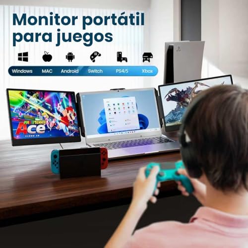 Miniatura 7 de Domyfan Monitor Portátil Para Portátil,14 Fhd 1080p Ips Triple Extensor De Pantalla Para Portátil Compatible Con 13.3 -17 Mac, Windows,Android,Chrome,Switch,Ps