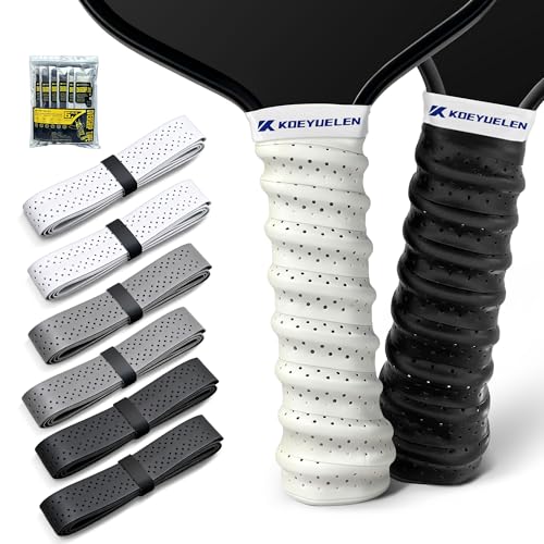 KOEYUELEN 6-Pack Pickleball Paddle Grip Tape Ribbed Non-Slip Racquet Overgrip Individually Sealed Moisture Control Shock-Absorbent Handle Wrap for Pickleball Tennis Badminton