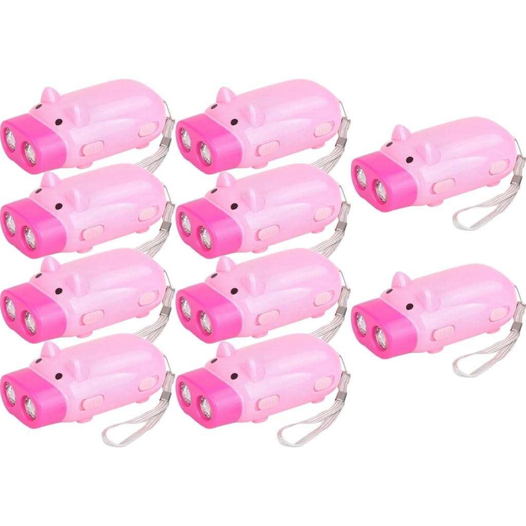4/8/10 Pezzi Torcia Elettrica Alimentata A Mano, Torcia Elettrica di Emergenza per Esterni A Pressione, Torcia Elettrica A Manovella A Forma di Maiale, Ideale per Campeggio(Pink Color,Set 3)