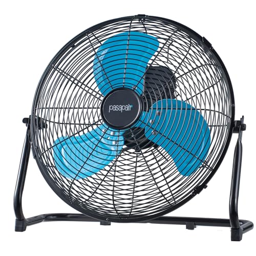 pasapair 14 inch Metal Floor Fan-3 Speed Options, High Velocity 360° Adjustable Tilting Head Fan for Shop, Garage, Commercial Warehouse Outdoor Indoor Use