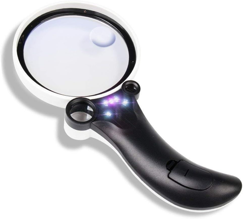 Handheld Portable with LED Light 25X HD Advanced Reading Coin Stamp Recognition 55X Jewelry Identification Biological Research