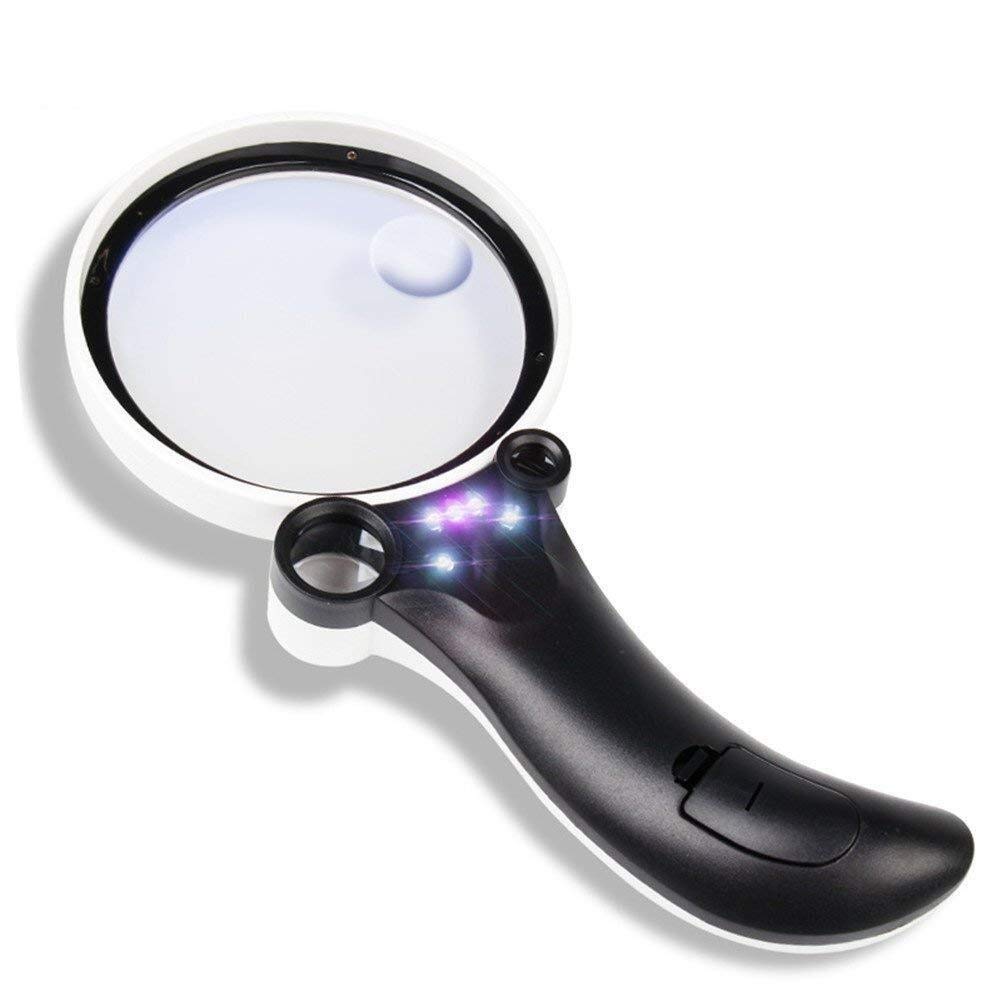 Handheld Portable with LED Light 25X HD Advanced Reading Coin Stamp Recognition 55X Jewelry Identification Biological Research