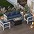 VONZOY Patio Furniture Set with Fire Pit Table, Aluminum Patio Furniture Set,Blue Outdoor Metal Sectional Sofa with Aluminum Fire Pit Table for Garden Backyard (Include Waterproof Cover)