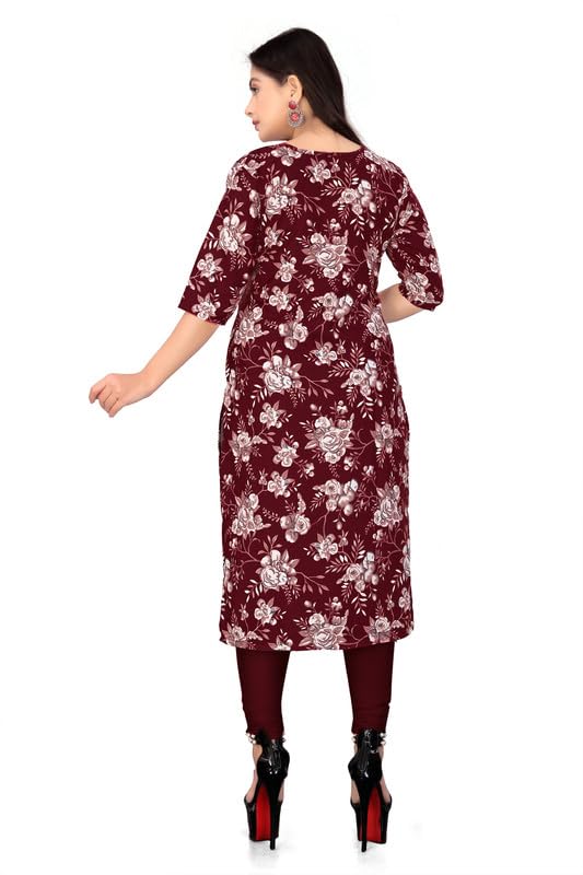 Image of Women's Floral Printed Crepe Knee-Length Kurti Vinod Parent 1