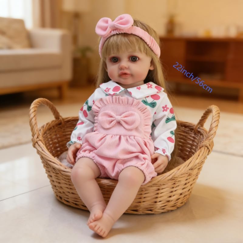 22 Inch Realistic Reborn Newborn Baby Girl Doll - Perfect for Photography & Collecting (only Doll, no Feeding Accessories)