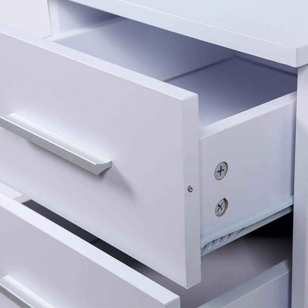 BAKAJI Scrivania con Cassettiera 4 Cassetti Tavolo da Lavoro Porta Pc Computer in Legno MDF Arredamento Casa Ufficio Cameretta Design Moderno Dimensione 110 x 56 x 73 cm (Bianco)