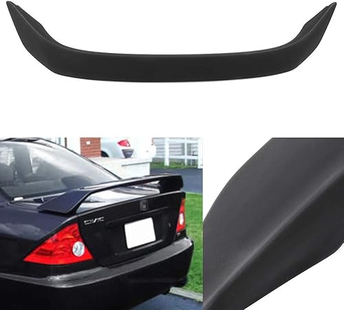 Miniatura 9 de Aintier 1 alerón trasero de ABS compatible con Honda Civic Coupe 2001-2005 para Honda Civic Coupé negro mate con tercera luz de freno, cola trasera