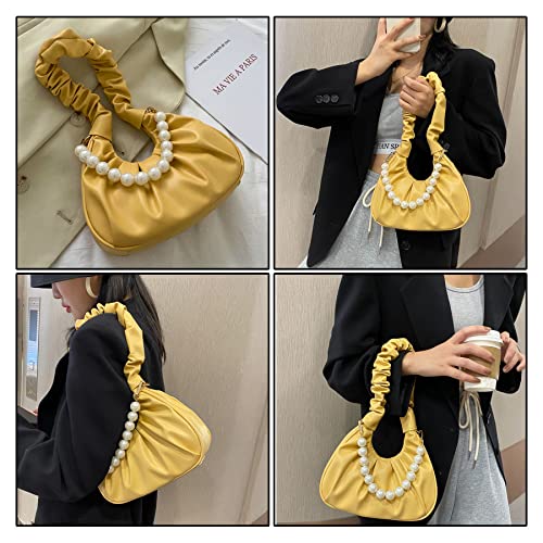 Image of RARITYUS Women Vintage Hobo Handbag Fashion Pleated Purse Shoulder Bag Underarm Small Tote