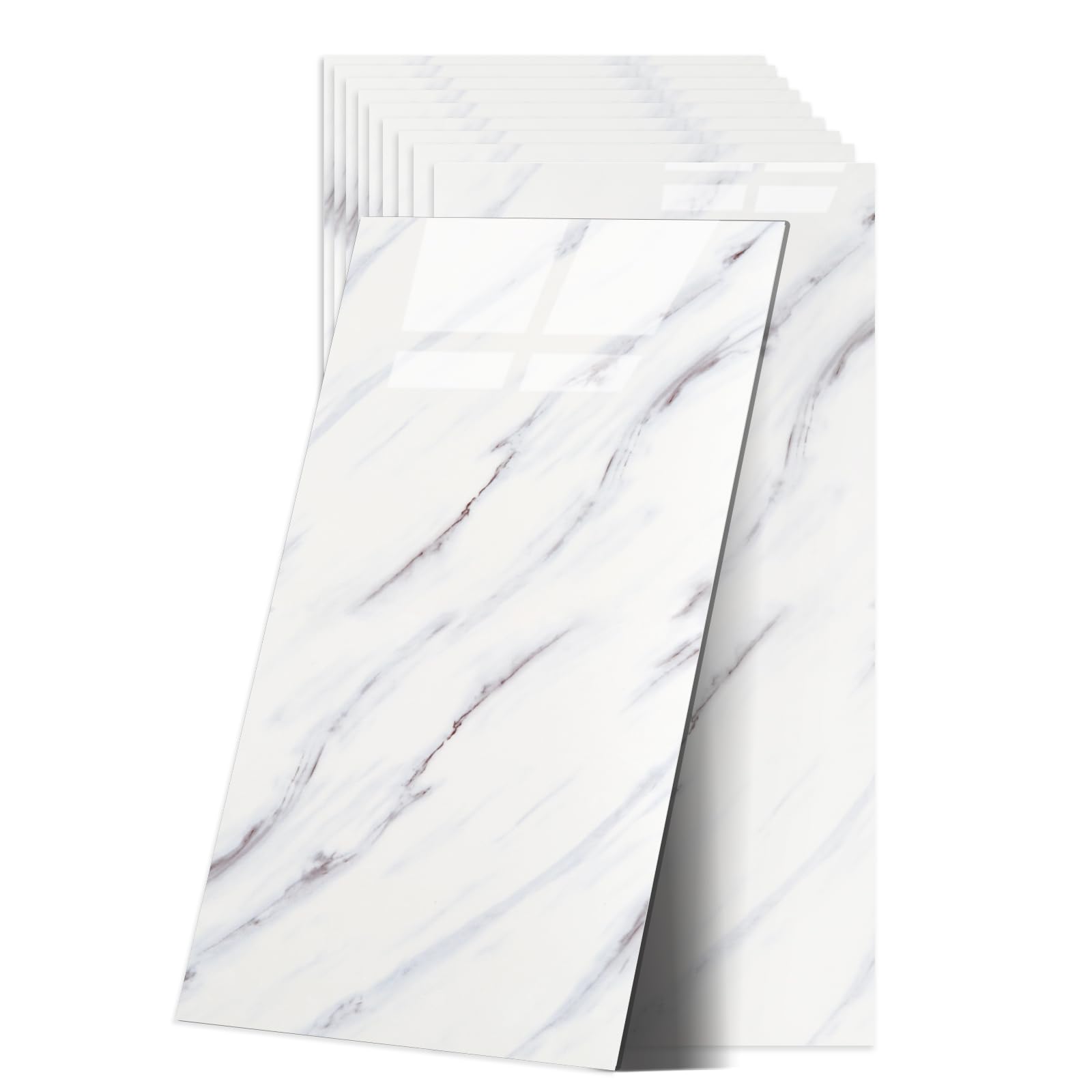 Lot de 10 autocollants pour carrelage mural marbré - 60 x 30 cm - Étanche - Pour cuisine et salle de bain (Nuvole Fluenti)