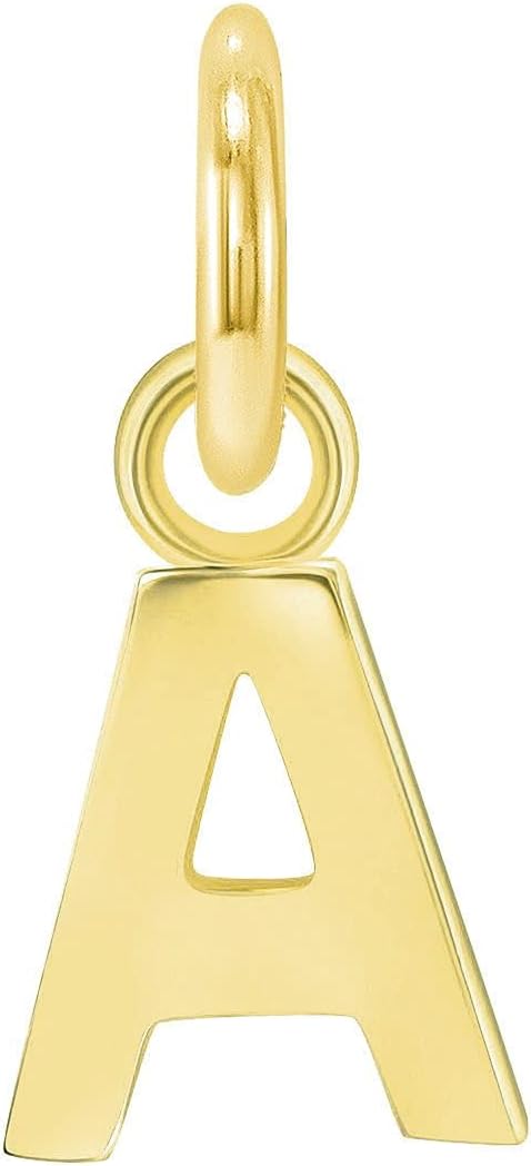 14K Yellow Gold Letter Pendant, A- Z Mini Gold Initial Pendant For Men And Women, Personalized Alphabet Charms, Initial Jewelry Birthday Gift For Her Made In USA.
