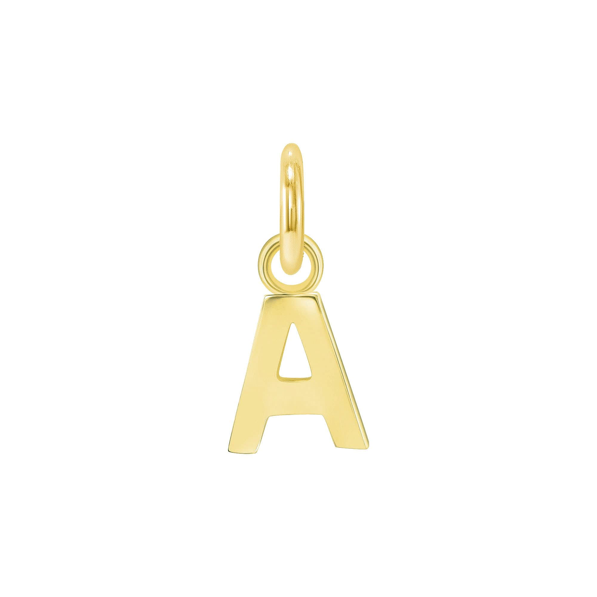 14K Yellow Gold Letter Pendant, A- Z Mini Gold Initial Pendant For Men And Women, Personalized Alphabet Charms, Initial Jewelry Birthday Gift For Her Made In USA.