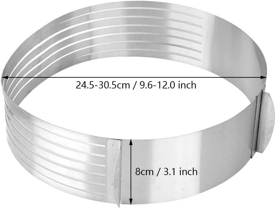 Miniatura 8 de OVAST Anillo de corte para tartas, tamaño ajustable, para rebanadas uniformes, rebanadoras circulares, herramientas para hornear, molde de corte de