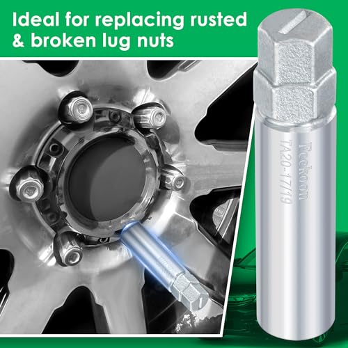 Feekoon 10 Spline Lug Nut Key Replacement for TA20-17/19, Compatible with Bimecc 10-Spline Lug Nut and Lug Bolts, Passenger w/ 17MM and 19MM Hex Drive, Steel(Silver,1 Pack)