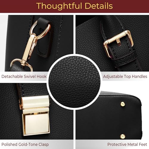 Bolso Tote Vegano para Mujer Mediano Negro miniatura 5