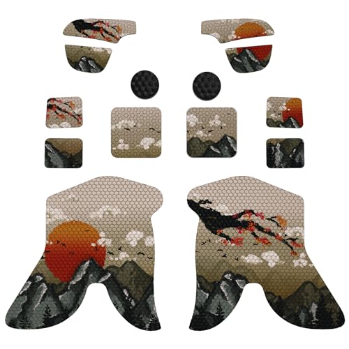 Image of PlayVital Professional Textured Handle Grips for Steam Deck LCD & OLED, Trackpads Enhancement Back Button Set with Thumb Grip Caps - View of Rising Sun