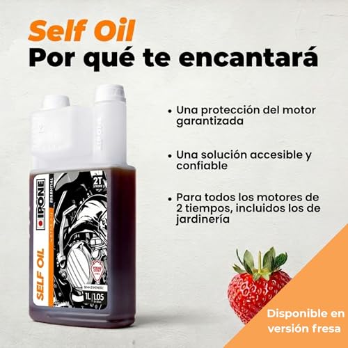 Miniatura 2 de Ipone Aceite Para Motor 2 Tiempos Self Oil Aroma Fresa - Bidón Dosificador 1 Litro - Semisintético - Gama Essential - Para Todo Tipo De Motores 2 Tiempos - Protección Del Motor