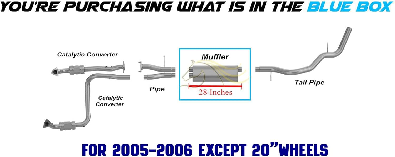 Exhaust Muffler Compatible for 2002-2006 Cadillac Escalade 6.0L | 2003-2006 Cadillac Escalade ESV 6.0L | Stainless Steel | Northeastern Exhaust | Includes Clamps