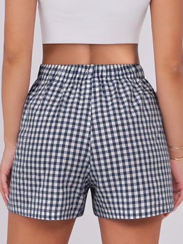 Image of ANRABESS Boxer Shorts for Women Gingham Pajama 2026 Summer Casual Lounge Sleep Plaid Shorts Y2K Beach Bottoms