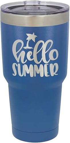 Hello - Vaso grabado de 30 oz con tapa a prueba de derrames y pajita de acero inoxidable taza de viaje, compara con Yeti Rambler disponible en Yaxa Peru