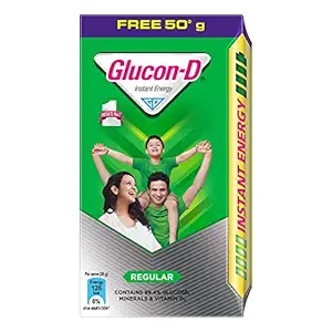 Glucon-D Regular Glucose Powder(200g+50g, Refill)| For Tasty & Healthy Glucose Drink| Provides Instant Energy| Vitamin D2 Supports Immunity