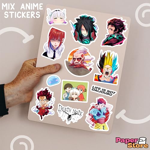 Image of Paper9store Pack of 80+ Anime Stickers for Laptop, Phone Case, Guitar, Bike, Pc, Scrapbook etc. Waterproof Glossy Laminated Residue Free Anime Stickers